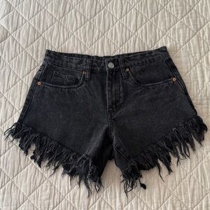 Blanknyc Frayed Hem Black Denim Shorts